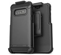 Encased Galaxy S10 Plus Belt Clip Holster Case (2019 Scorpio Armor) Ultra Protective Tough Grip Cover with Holder for Samsung Galaxy S10+ (Matte Black)