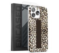 Encased Hand Loop Case for iPhone 14 PRO with Strap and Tempered Screen Protector (Leopard)