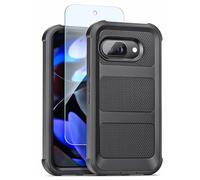 ENCASED Heavy Duty Case for Google Pixel 9a, (Falcon Series) Full Body Protective Phone Case with Screen Protector (Black)