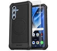 Encased Heavy Duty Case for Samsung Galaxy S25 with Tempered Glass Screen Protector (Compatible with MagSafe Qi2 - Charging Case) Military Grade - Full Body Protective Phone Case [Shockproof] (Black)