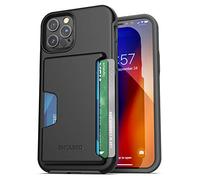ENCASED iPhone 12 Pro Max Wallet Case (2020) Protective Shockproof Case with Card Holder Slot (3 Credit Cards Capacity) Black