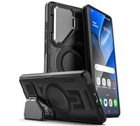 ENCASED LensGuard For Samsung Galaxy S25 Plus Case with Camera Cover, Magnetic Cover with Lens Protector and Kickstand [Heavy-Duty Hinge for Stand] (Compatible with MagSafe Wireless Charging), Black