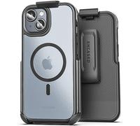 Encased MAG Belt Case Designed for iPhone 15 Case with Holster Clip - Protective AirGuard Technology (Black/Clear) Compatible with MagSafe