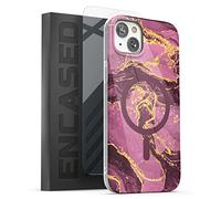 Encased Magnetic Case Designed for iPhone 14 PLUS with Screen Protector - Compatible with MagSafe Phone Accessories (Purple Marble)