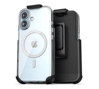 Encased Magnetic Case Designed for iPhone 16 Plus Case with Belt Clip Holster, Compatible with MagSafe (Clear)