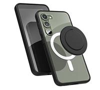 Encased Magnetic Case designed for Samsung Galaxy S23 with Removeable Stand Phone Holder Grip and Kickstand - Compatible with MagSafe Accessories (Black/Clear)