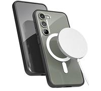 ENCASED Magnetic Case with Wireless Charger Included - For Samsung Galaxy S23 PLUS - Compatible with MagSafe Accessories (Clear/Black)