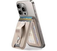 ENCASED Magnetic Wallet Folding Stand, Premium PU Card Holder (Fits 3 Cards + ID) with Metal Hinge, MagSafe Compatible for iPhone (Brown Leather)
