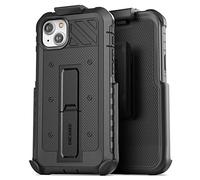 Encased Pantera Holster Case Designed for iPhone 14 Plus with Built in Screen Protector and Belt Clip - Ultra Rugged [MIL-Spec] Full Body Protective Armor with Kickstand (Black)