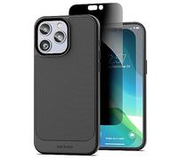ENCASED Privacy Case, Designed for iPhone 15 Pro - Slim Grip Case with Anti-Spy Screen Protector Tempered Glass (iP15-PRO 6.1") - Matte Black