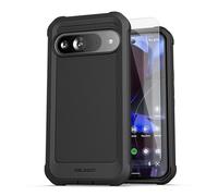 ENCASED Protective Phone Case for Google Pixel 9 / Pixel 9 Pro 6.3" (Falcon Shield) Dual Layer Heavy Duty Cover with Tempered Glass Screen Protector (Black)