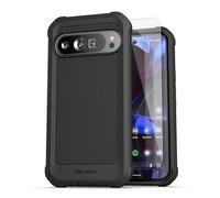 ENCASED Protective Phone Case for Google Pixel 9 Pro XL 6.8" (Falcon Shield) Dual Layer Heavy Duty Cover with Tempered Glass Screen Protector (Black)
