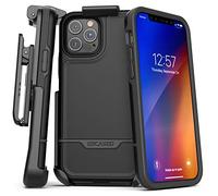 Encased Rebel Armor Belt Clip Holster Case Compatible with iPhone 12 Pro Max Shockproof Full Body Cover with Holder (Black)