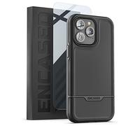 ENCASED Rebel Series Designed for iPhone 14 PRO MAX Case with Tempered Screen Protector, Ultra Shockproof Military Grade 10Ft Drop Rated Heavy-duty Rugged Phone Cover (Black)