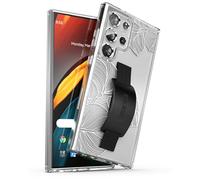 ENCASED Samsung Galaxy S24 Ultra Case with Loop Strap Hand Grip Simple Phone Holder Transparent Lace Leaf