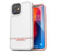ENCASED Shockproof iPhone 12 Case (2020 Rebel Armor) Heavy Duty Full Body Protective Cover - White/Pink