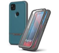ENCASED Shockproof Pixel 4a Case with Screen Protector (Rebel Shield) Full Body Protective Cover with Build-in Screen Guard for Google Pixel 4a - Blue