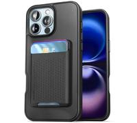 Encased SlimShield for iPhone 16 Pro Max Case with Card Holder, (Compatible with MagSafe) Detachable Magnetic Wallet and Phone Cover - for Men (Black)