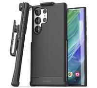 Encased Thin Armor Belt Case Designed for Samsung Galaxy S24 Ultra Case with Holster Clip (Black)