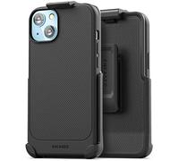 Encased Thin Armor Designed for iPhone 14 Belt Clip Case, Slim Fit Phone Case with Holster (Matte Black)