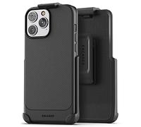 Encased Thin Armor Designed for iPhone 14 PRO Belt Clip Case, Slim Fit Phone Case with Holster (Matte Black)