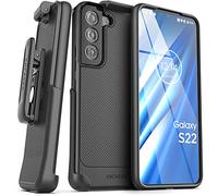 Encased Thin Armor Designed for Samsung Galaxy S22 Belt Clip Case, Slim Fit Phone Case with Holster (Matte Black)
