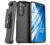 Encased Thin Armor Designed for Samsung Galaxy S22 Plus Belt Clip Case, Slim Fit Phone Case with Holster for Samsung S22+ (Matte Black)