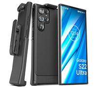 Encased Thin Armor Designed for Samsung Galaxy S22 Ultra Belt Clip Case, Slim Fit Phone Case with Holster (Matte Black)