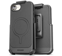 Encased Thin Armor for iPhone 17e, 16e Case with Belt Clip (Compatible with MagSafe) Slim Flexible Magnetic Cover and Holster Black