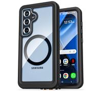 ENCASED Waterproof Case for Samsung Galaxy S25 with Built-in Screen Protector - Shockproof Full-Body 360° Protection, Magnetic Charging [MagSafe Compatible] (IP68) (Clear/Black)
