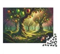 Enchanted Apple Orchard 1000-Piece Puzzle for Adults, 52x38cm/1000pcs, Shared Family Time Around The Table; White Card Pieces for Tidy Handling