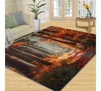 Enchanted Autumn Forest Pathway Area Rug - Vibrant Fall Foliage with Sunlit Trees, Nature Inspired Design, Cozy Woodland Themed Carpet for Living Room, Bedroom Decor-100 * 150CM