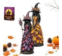Enchanted Autumn Witch Figure, Resin Witch Figure Table Decoration (2PC-B)