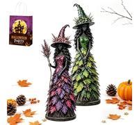 Enchanted Autumn Witch Figure, Resin Witch Figure Table Decoration (2PC-C)