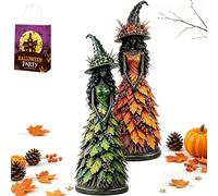 Enchanted Autumn Witch Figure, Resin Witch Figure Table Decoration (2PC-D)