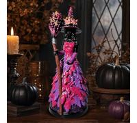 Enchanted Autumn Witch Figurine Fall Leaf Resin Statue Halloween Decor (M)