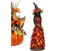 Enchanted Autumn Witch Figurine | Resin Fall Leaf Statue large