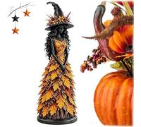 Enchanted Autumn Witch Figurine Resin Statue with Leaf Dress，1PC-A