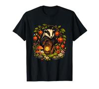 Enchanted Badger Lantern in Mystical Forest T-Shirt
