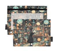 Enchanted Book Nook Mystical Library Scholar Binder Pockets Three Rings Folder for Binder Folder with 3 Rings for Student Stationery Supply