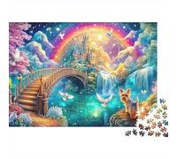 Enchanted Castle, Bridge, Dog & Doves 1000 Piece Jigsaw Puzzle Cute Dog Recycled Cardboard, Challenging Puzzle for Adults 38x26cm/1000pcs