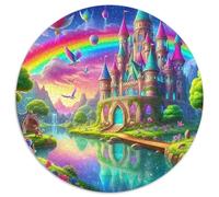 Enchanted Castle & Rainbow Scene 1000 Piece Jigsaw Puzzle for Women, Men European Architecture Brainteasing Jigsaws Challenge Games Creativity & Gift Giving 1000pcs (67.5x67.5cm)