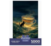 Enchanted Cat & Glowing Cup 1000-piece Puzzle 52x38cm/1000pcs, - Educational And Stress-relief, Creative Decoration Gift, for Adults And Teenagers