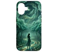 Enchanted Celestial Forest Ethereal Goddess Dreamy Teal Case for iPhone 16