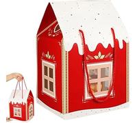 Enchanted Christmas Cottage Gift Box, 3D Pop Up Christmas House Gift Boxes, Large House Shaped Gifts Boxes a Wreath on The Door Mansion Ideal for Home Presents for Treats (Red,1PCS)