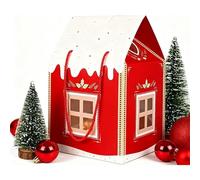 Enchanted Christmas Cottage Gift Box, 3D Pop Up Christmas House Gift Boxes, Large House Shaped Gifts Boxes a Wreath on The Door Mansion Ideal for Home Presents for Treats (Red)