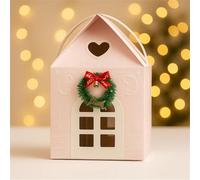 Enchanted Christmas Cottage Gift Box, 3D Pop Up Christmas House Gift Boxes, Large House Shaped Gifts Boxes a Wreath on The Door Mansion Ideal for Home Presents for Treats (Pink,1PCS)