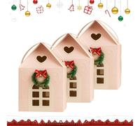 Enchanted Christmas Cottage Gift Box, House Interior Decorations and House Shaped Gift Boxes a Wreath on The Door Mansion Ideal for Home Presents (3pcs)