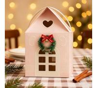 Enchanted Christmas Cottage Gift Box, House Interior Decorations and House Shaped Gift Boxes a Wreath on The Door Mansion Ideal for Home Presents for Treats Candies (1pc)