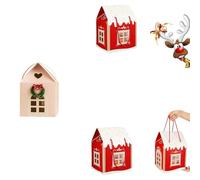 Enchanted Christmas Wonderland Cottage Gift Box House Shaped, Gift Boxes for Presents Large, with Wreath Decoration, for Holiday Cottage Decor and Gifting. (Mixed,3Pcs)